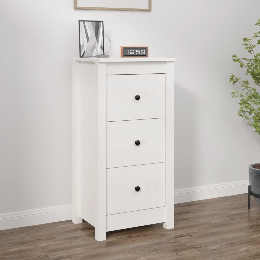 Buffet blanc 40x35x80 cm bois massif de pin - XIOS