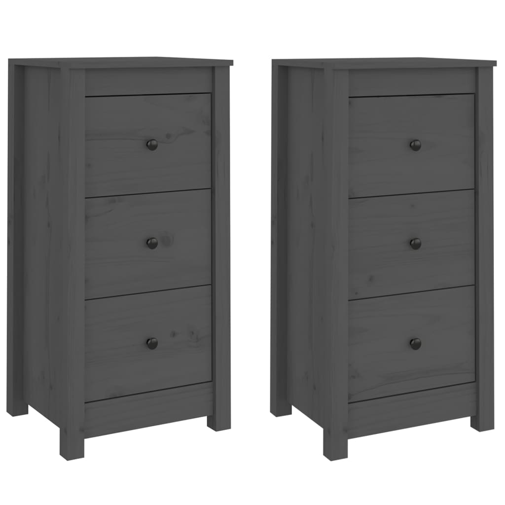 Buffets 2 pcs Gris 40x35x80 cm Bois massif de pin - XIOS