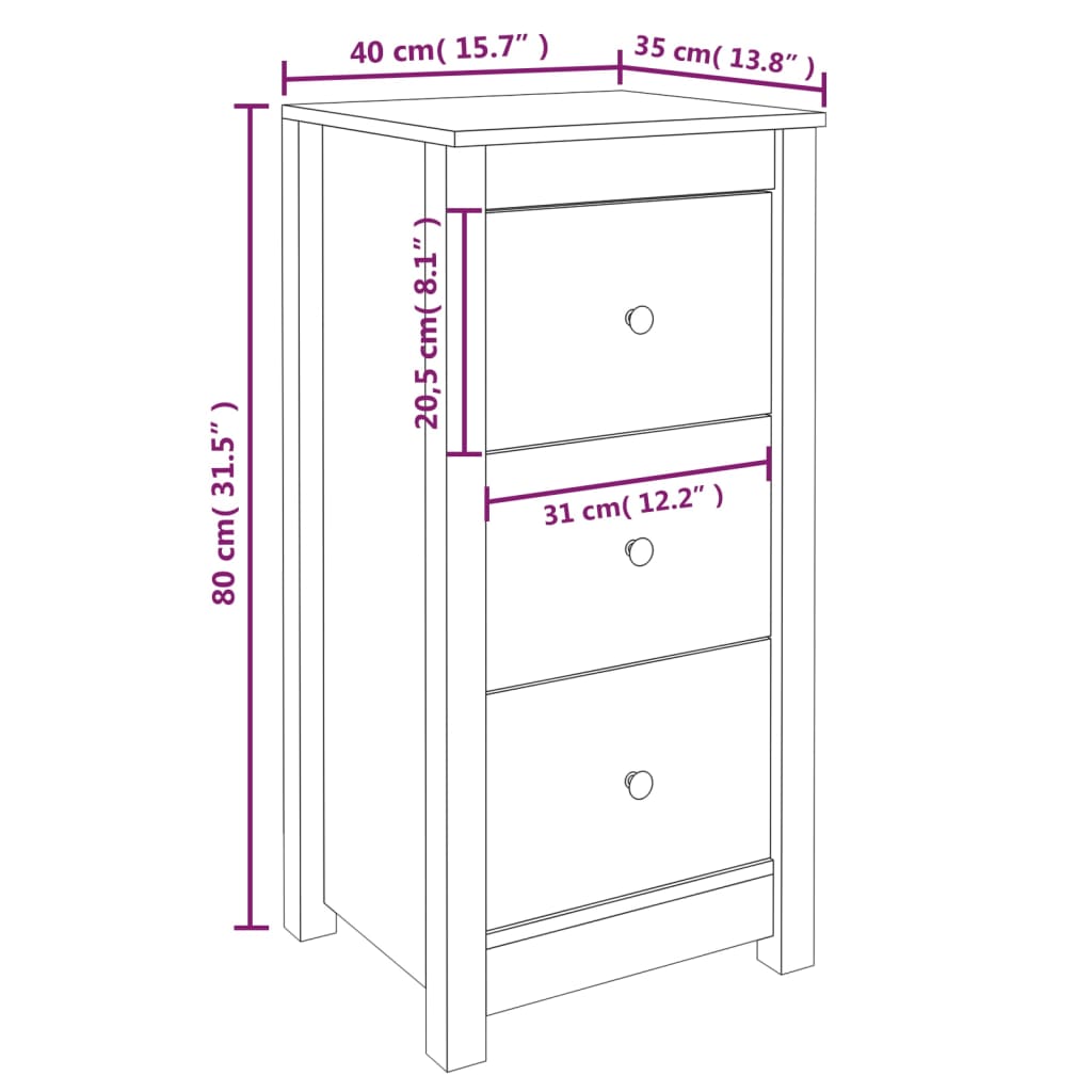 Buffets 2 pcs Gris 40x35x80 cm Bois massif de pin - XIOS