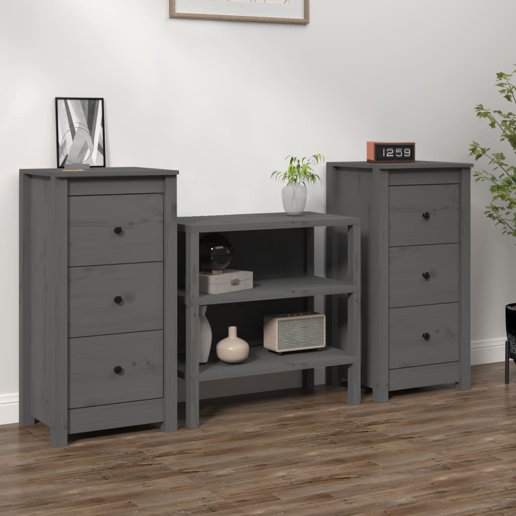 Buffets 2 pcs Gris 40x35x80 cm Bois massif de pin - XIOS