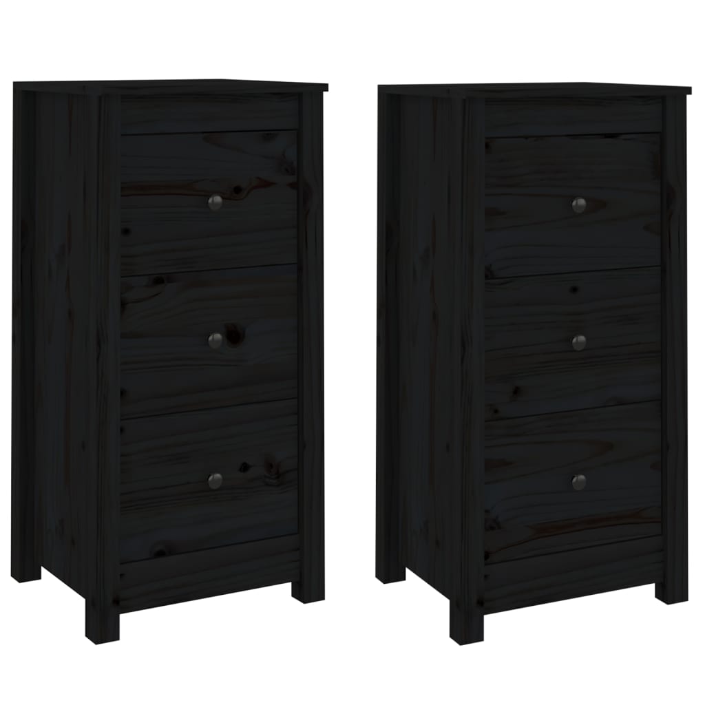 Buffets 2 pcs noir 40x35x80 cm bois massif de pin - XIOS