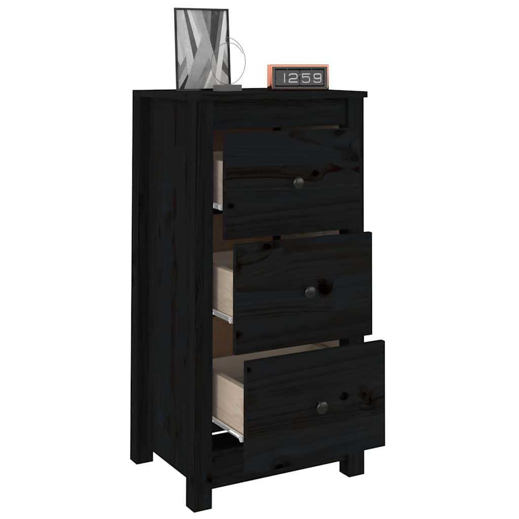 Buffets 2 pcs noir 40x35x80 cm bois massif de pin - XIOS