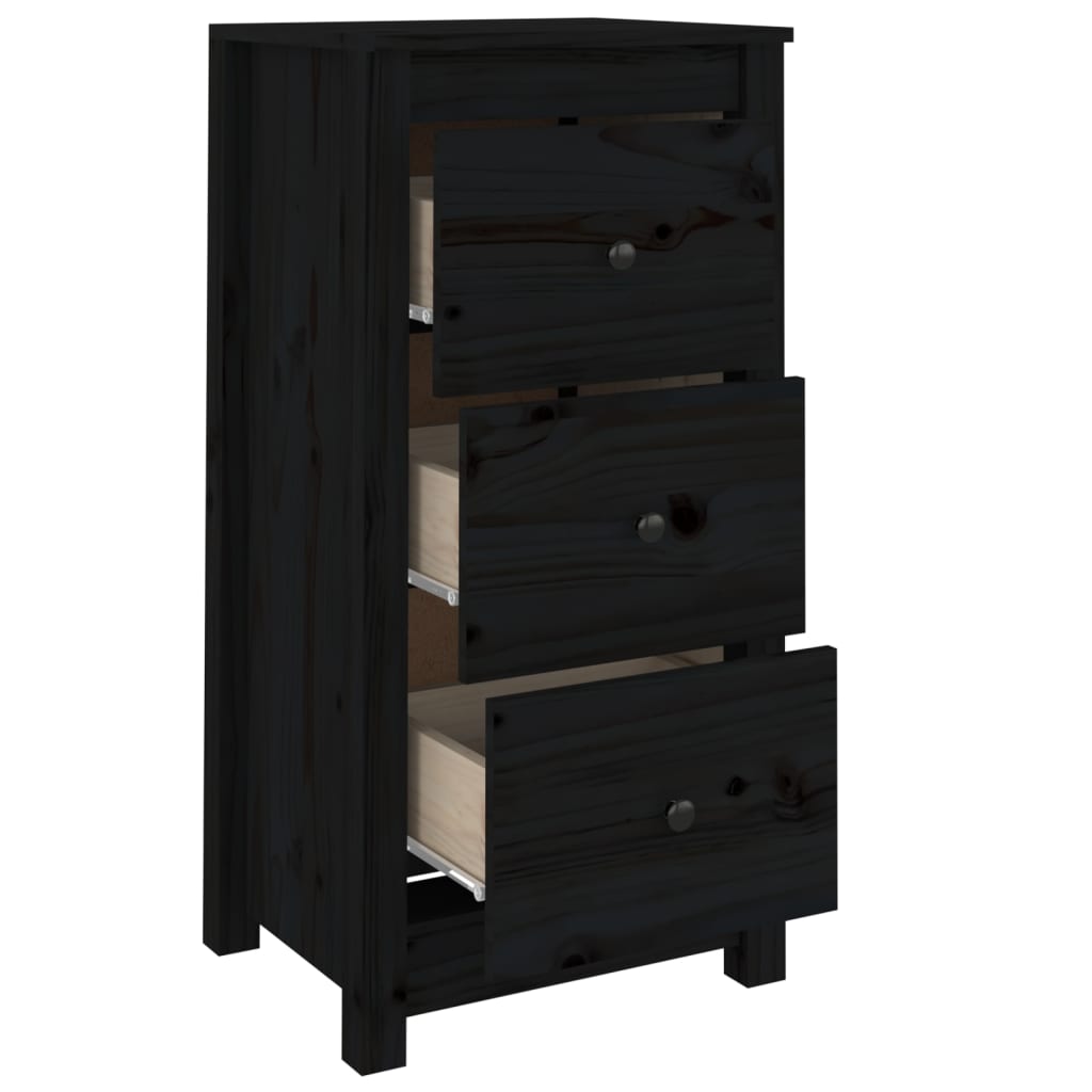 Buffets 2 pcs noir 40x35x80 cm bois massif de pin - XIOS