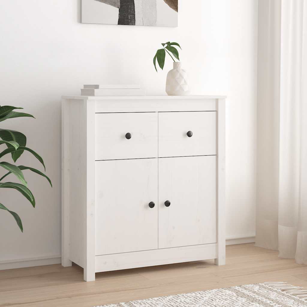 Buffet blanc 70x35x80 cm bois massif de pin - XIOS