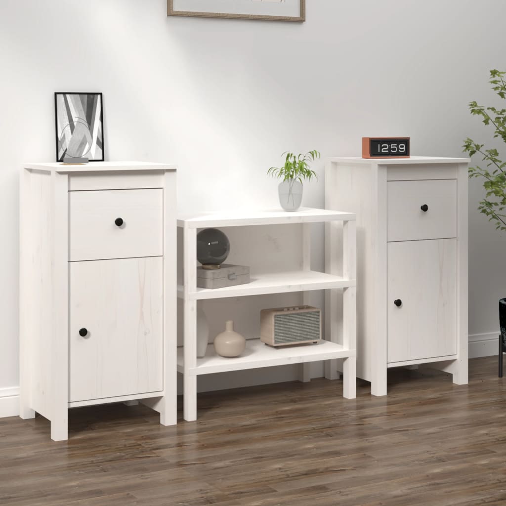 Buffets 2 pcs blanc 40x35x80 cm bois massif de pin - XIOS