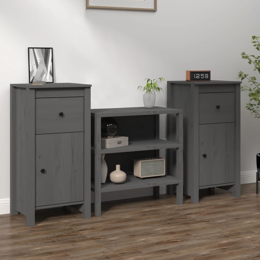 Buffets 2 pcs gris 40x35x80 cm bois massif de pin - XIOS