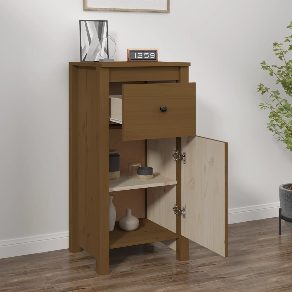 Buffet marron miel 40x35x80 cm bois massif de pin - XIOS