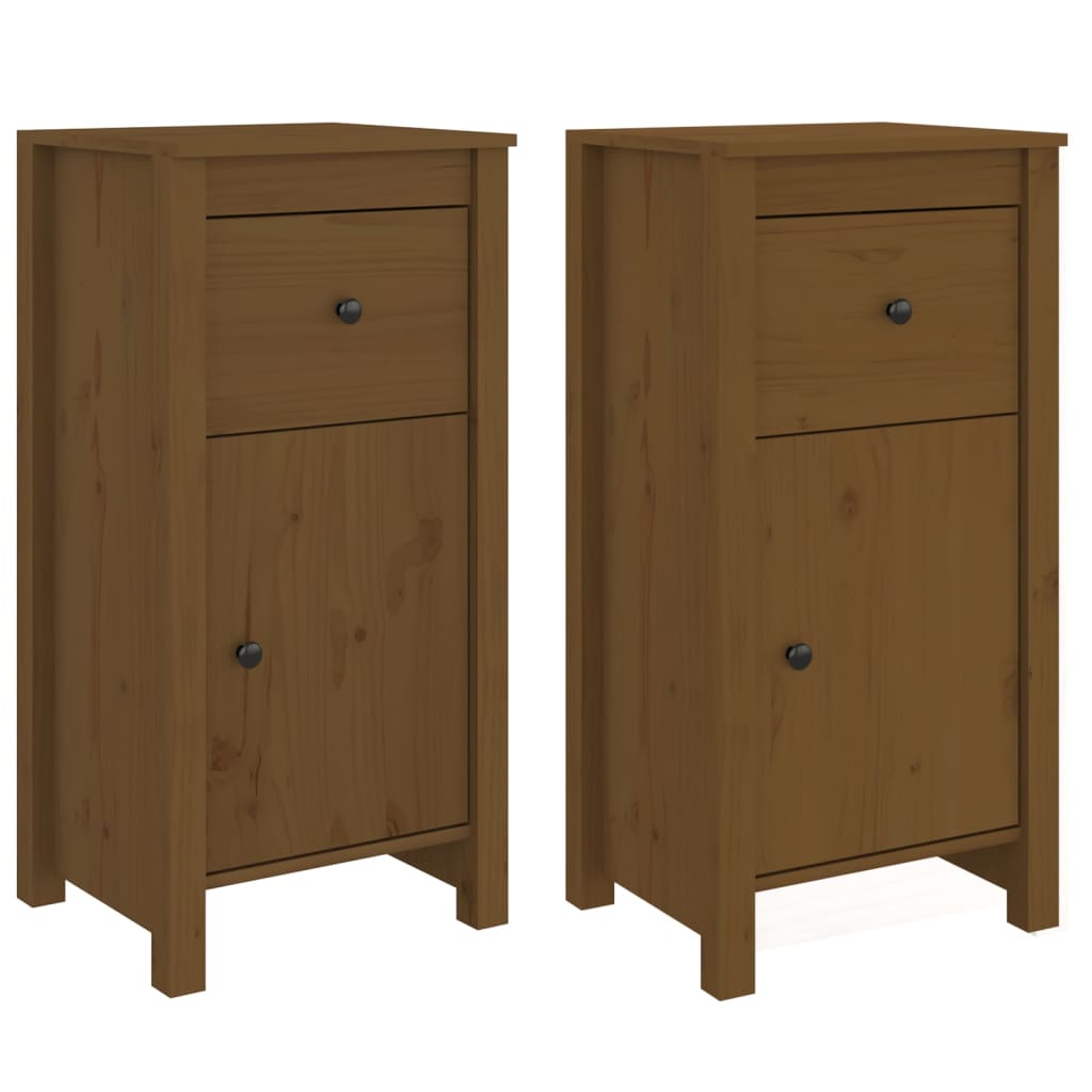 Buffets 2 pcs Marron miel 40x35x80 cm Bois massif de pin - XIOS