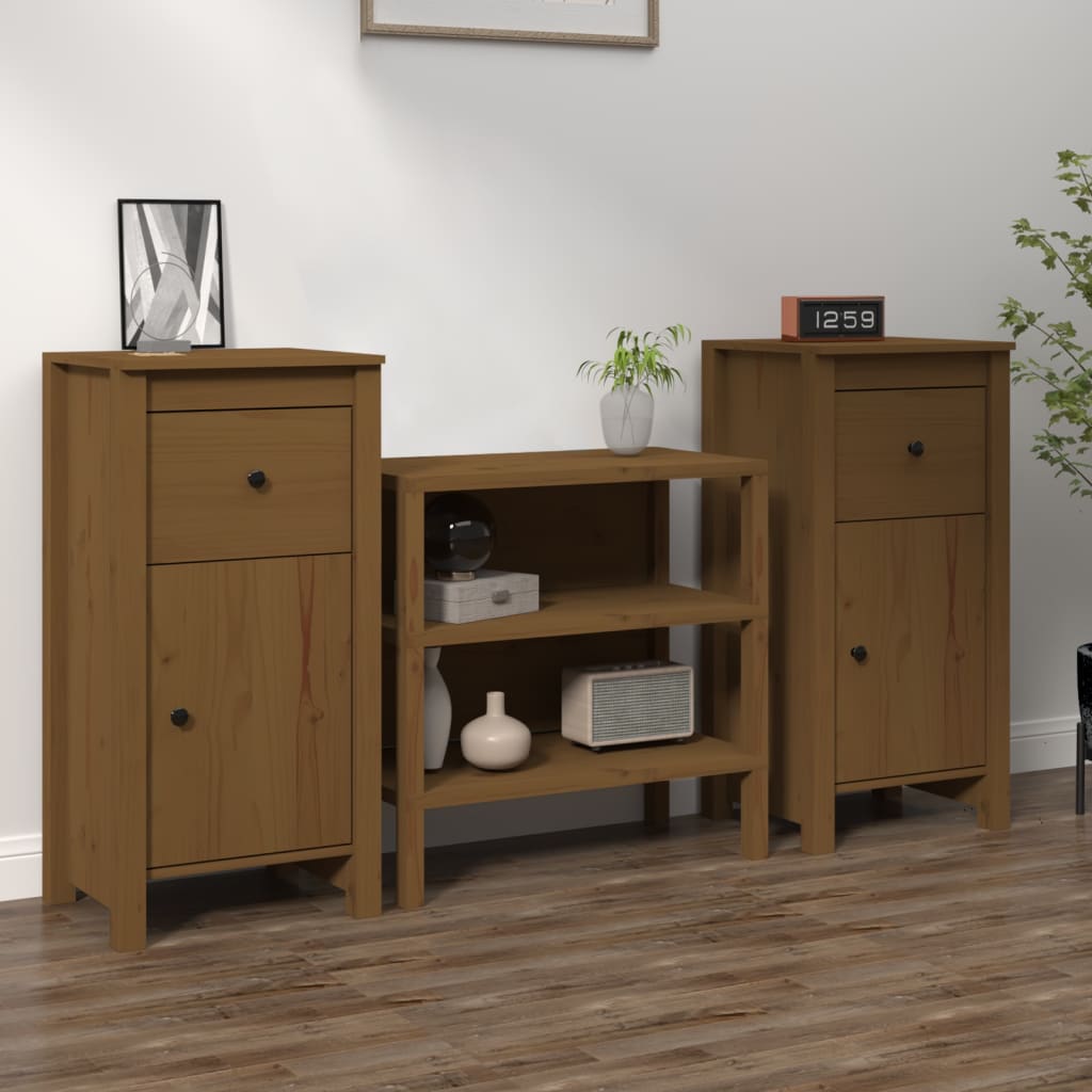Buffets 2 pcs Marron miel 40x35x80 cm Bois massif de pin - XIOS