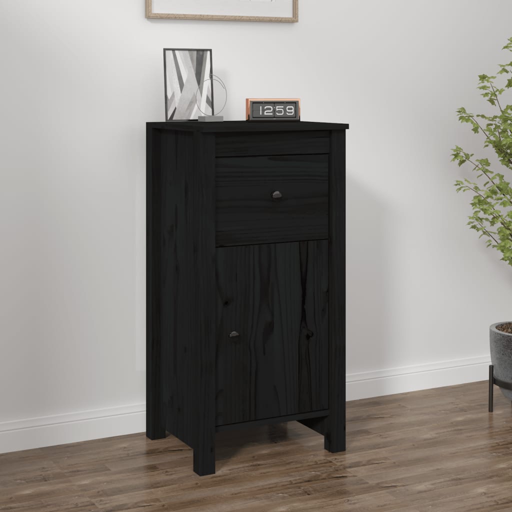 Buffet Noir 40x35x80 cm Bois massif de pin - XIOS