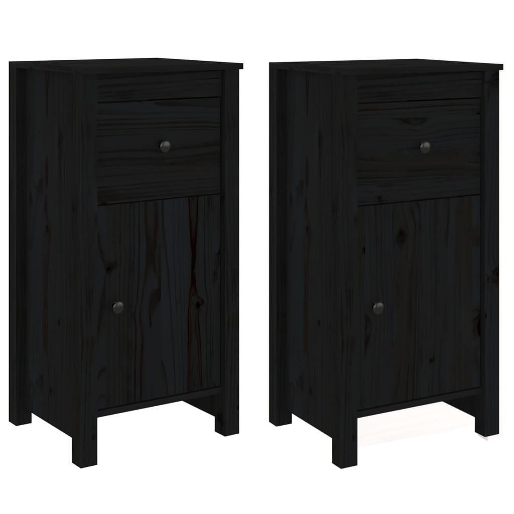 Buffets 2 pcs Noir 40x35x80 cm Bois massif de pin - XIOS