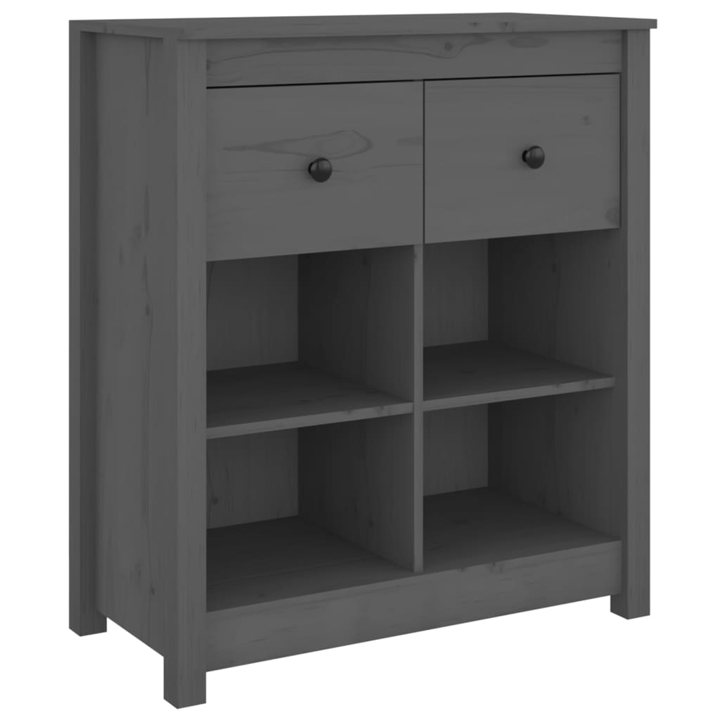Buffet Gris 70x35x80 cm Bois massif de pin - XIOS