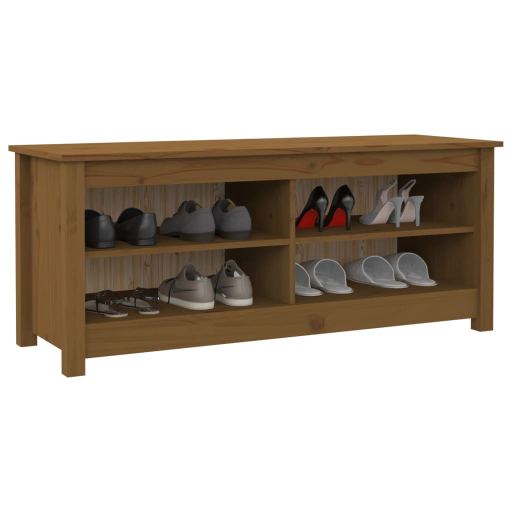 Banc à chaussures Marron miel 110x38x45,5 cm Pin massif - XIOS