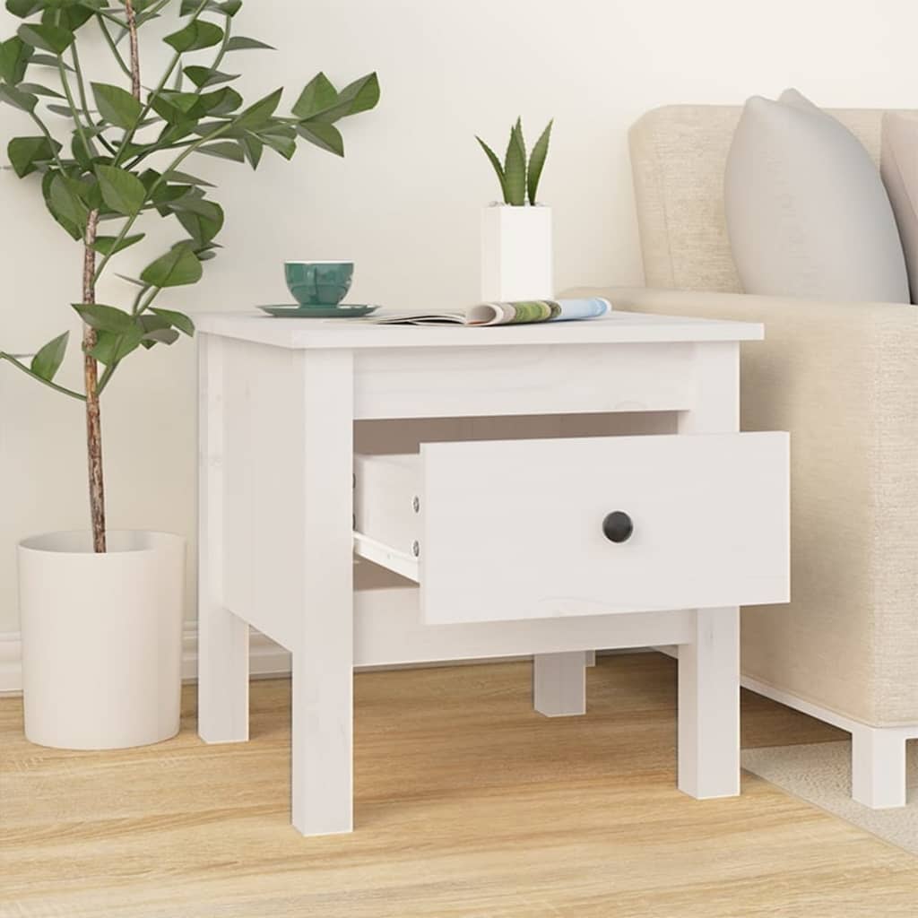 Table d'appoint Blanc 40x40x39 cm Bois massif de pin - XIOS