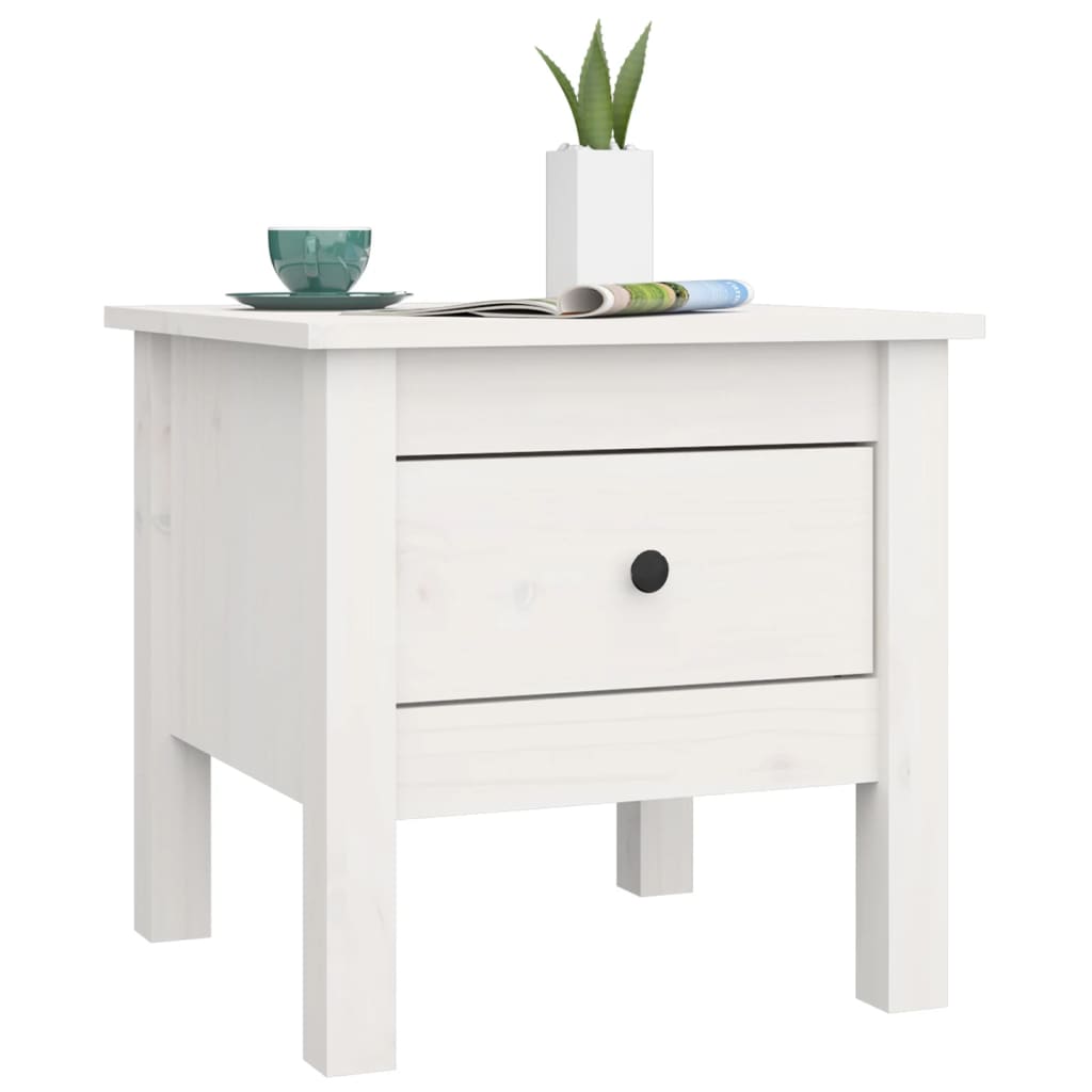 Table d'appoint Blanc 40x40x39 cm Bois massif de pin - XIOS