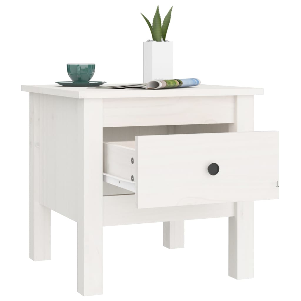 Table d'appoint Blanc 40x40x39 cm Bois massif de pin - XIOS