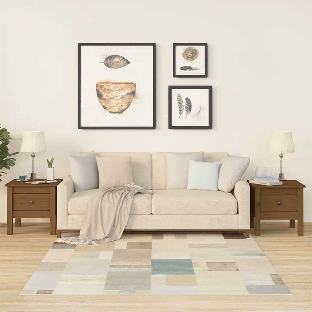 Tables d'appoint 2pcs Marron miel 40x40x39cm Bois massif de pin - XIOS