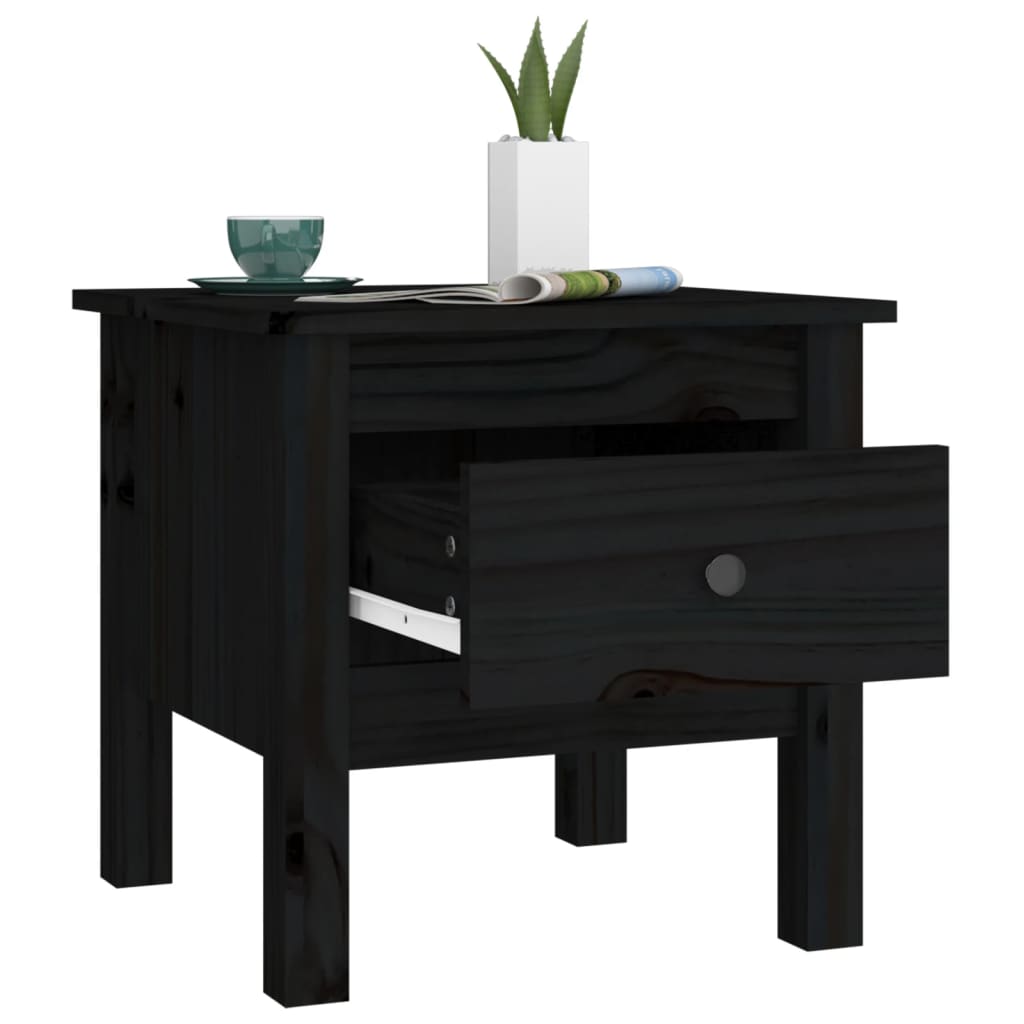 Table d'appoint Noir 40x40x39 cm Bois massif de pin - XIOS