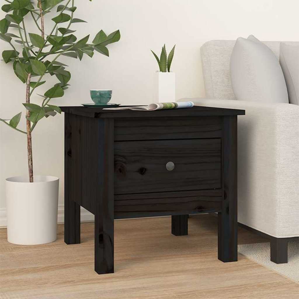 Table d'appoint Noir 40x40x39 cm Bois massif de pin - XIOS