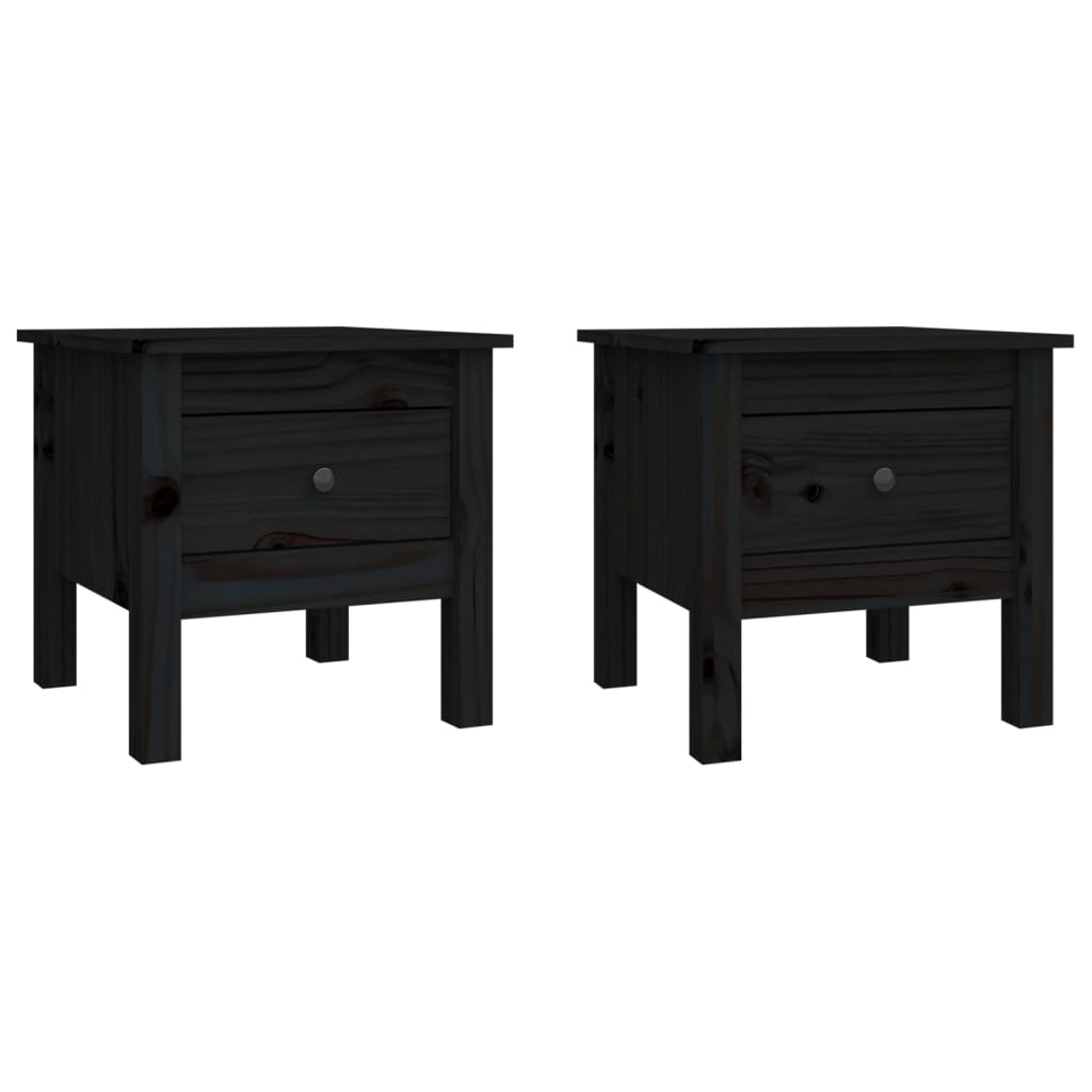 Tables d'appoint 2 pcs Noir 40x40x39 cm Bois massif de pin - XIOS