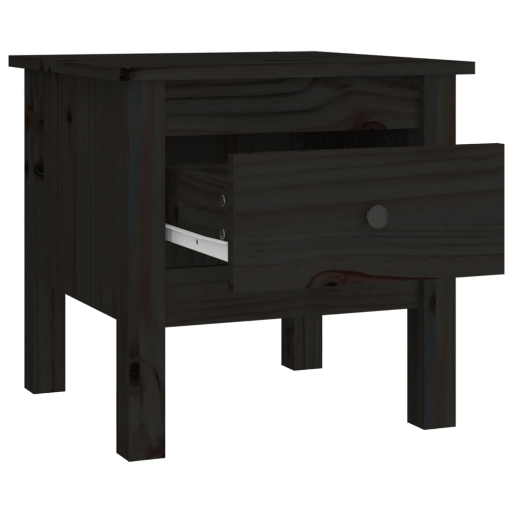 Tables d'appoint 2 pcs Noir 40x40x39 cm Bois massif de pin - XIOS