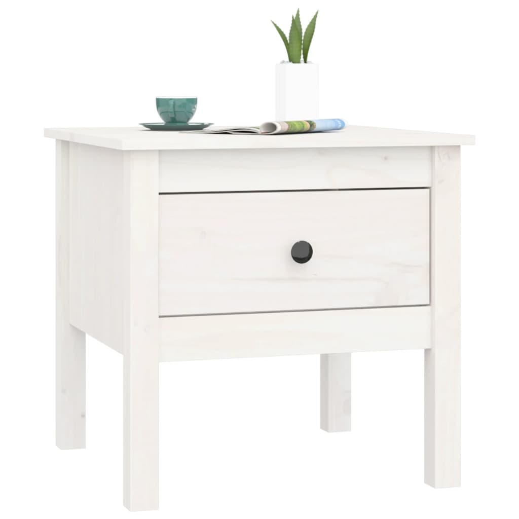 Table d'appoint Blanc 50x50x49 cm Bois massif de pin - XIOS