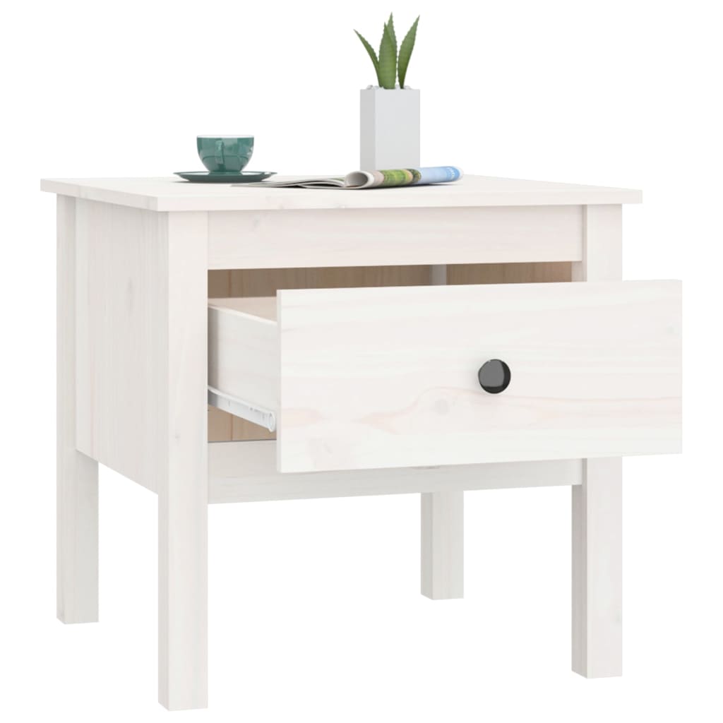 Table d'appoint Blanc 50x50x49 cm Bois massif de pin - XIOS