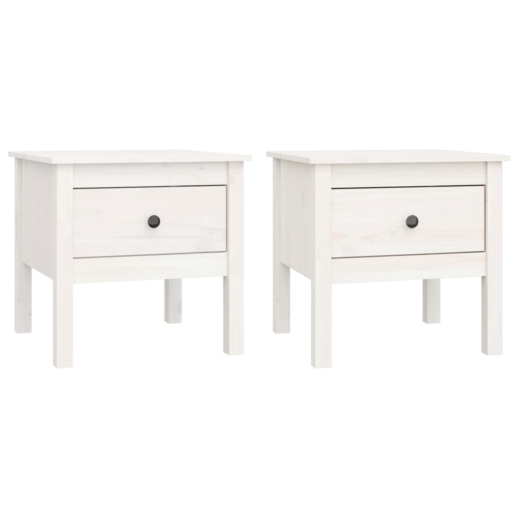 Tables d'appoint 2 pcs Blanc 50x50x49 cm Bois massif de pin - XIOS