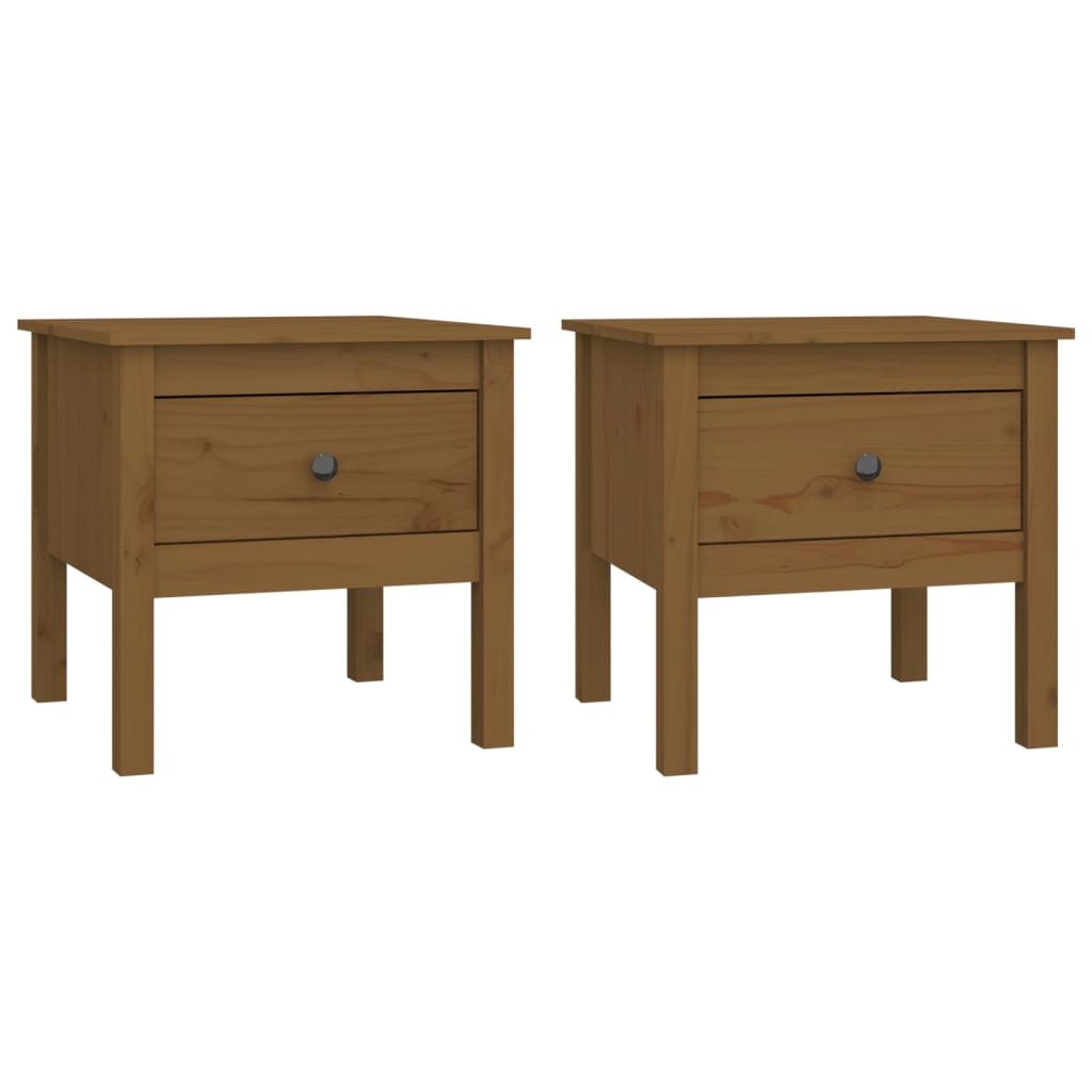 Tables d'appoint 2pcs Marron miel 50x50x49cm Bois massif de pin - XIOS