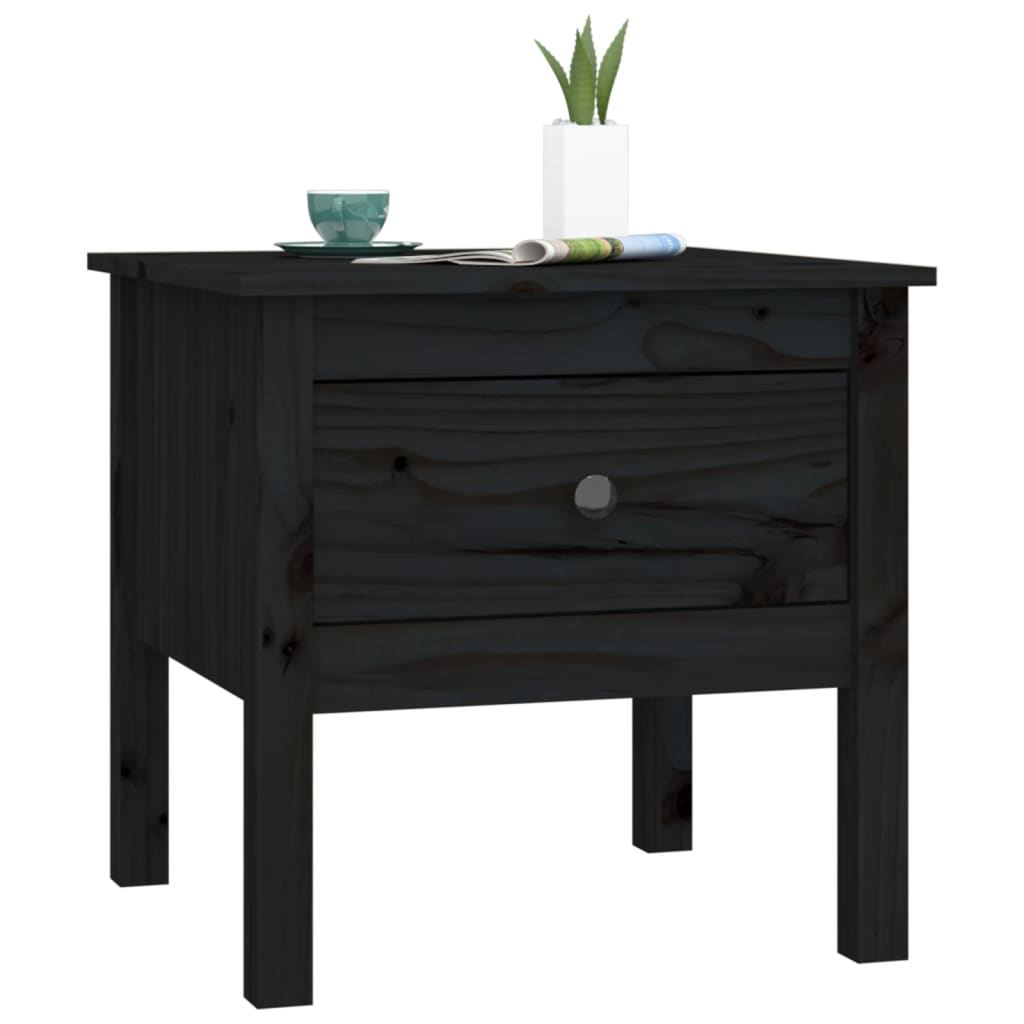 Table d'appoint Noir 50x50x49 cm Bois massif de pin - XIOS