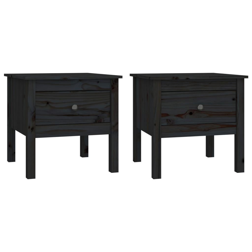 Tables d'appoint 2 pcs Noir 50x50x49 cm Bois massif de pin - XIOS