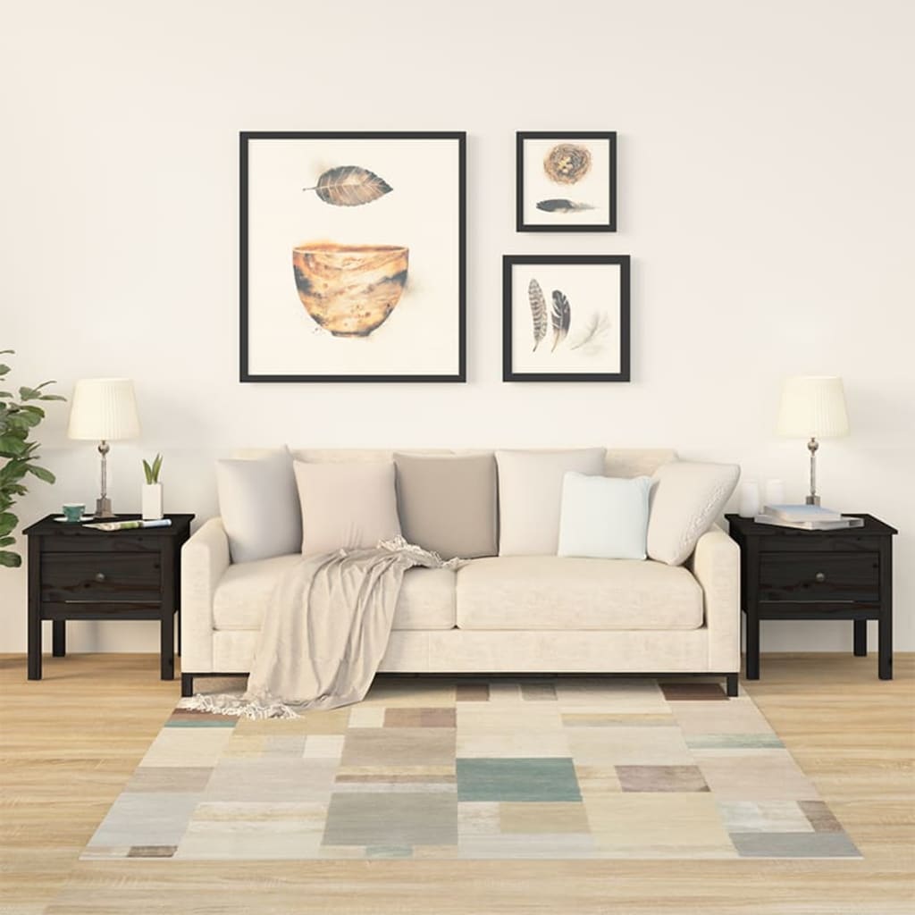 Tables d'appoint 2 pcs Noir 50x50x49 cm Bois massif de pin - XIOS