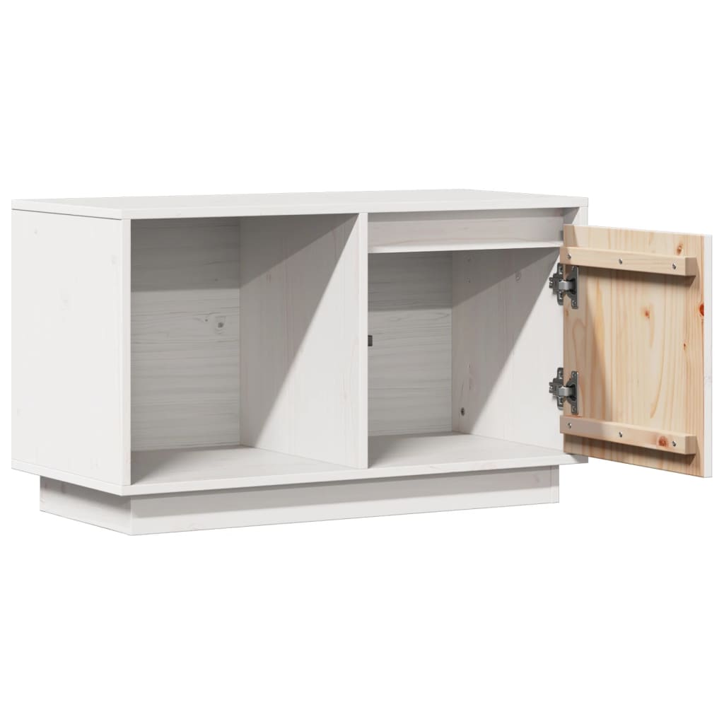 Meuble TV Blanc 74x35x44 cm Bois de pin massif - XIOS