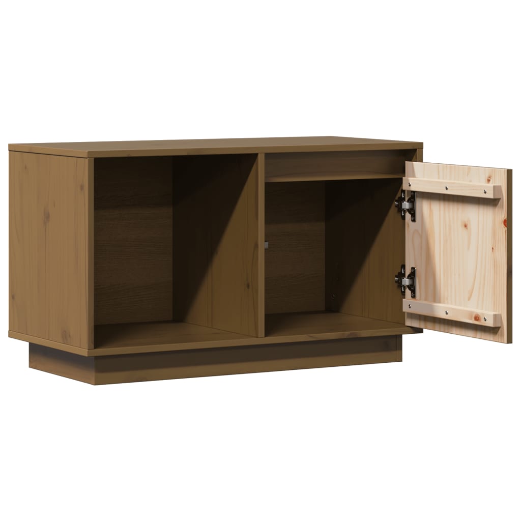 Meuble TV Marron miel 74x35x44 cm Bois de pin massif - XIOS