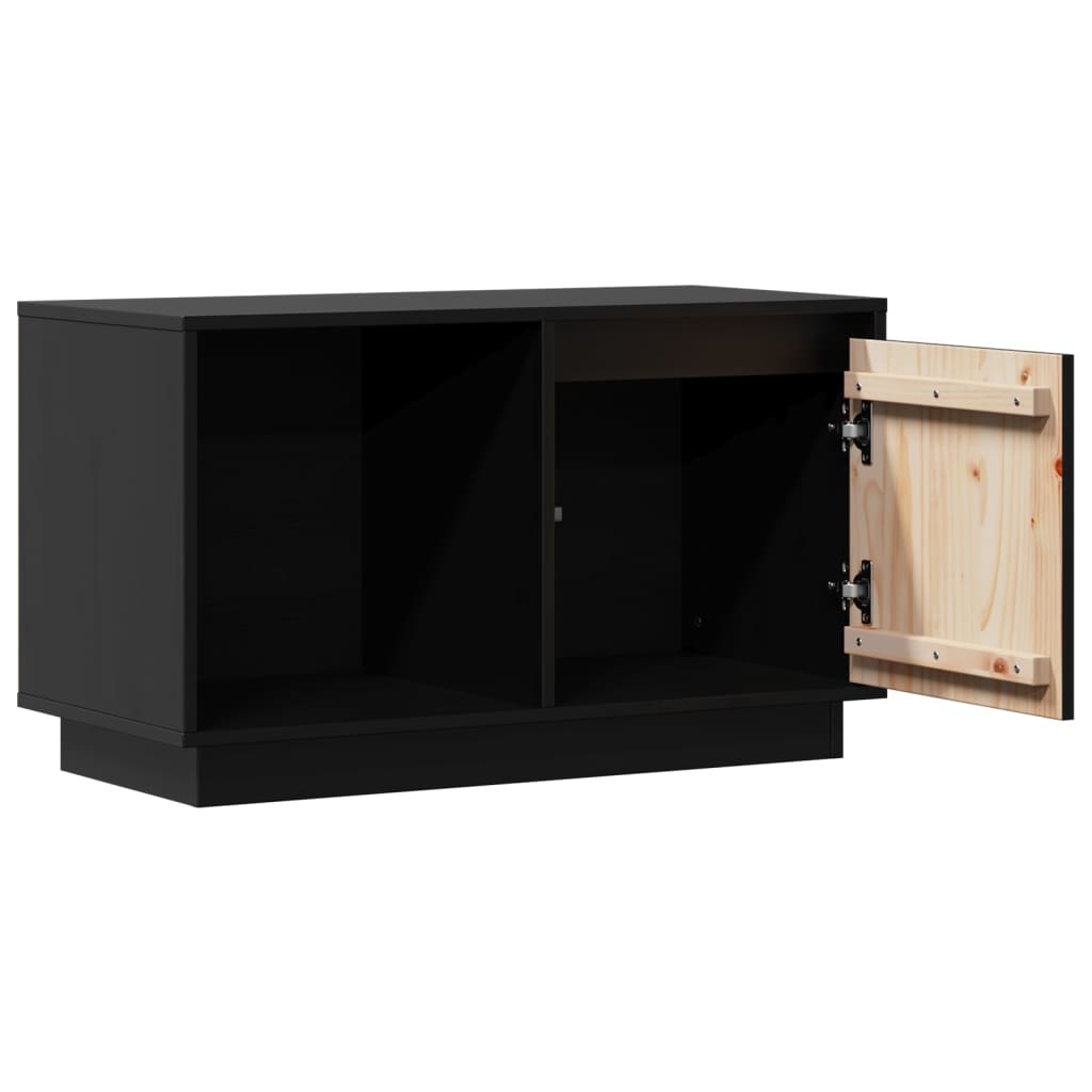 Meuble TV Noir 74x35x44 cm Bois de pin massif - XIOS