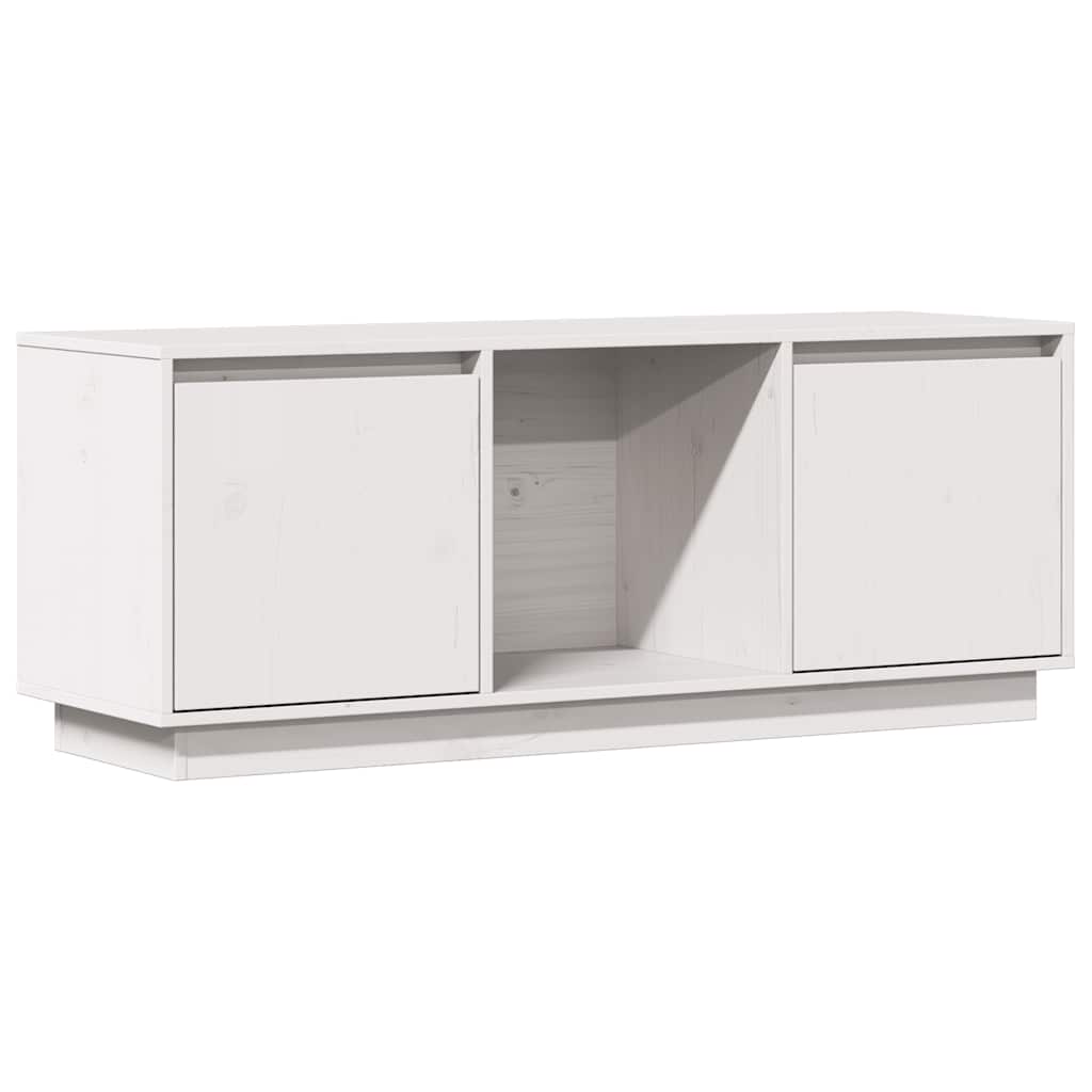Meuble TV Blanc 110,5x35x44 cm Bois de pin massif - XIOS