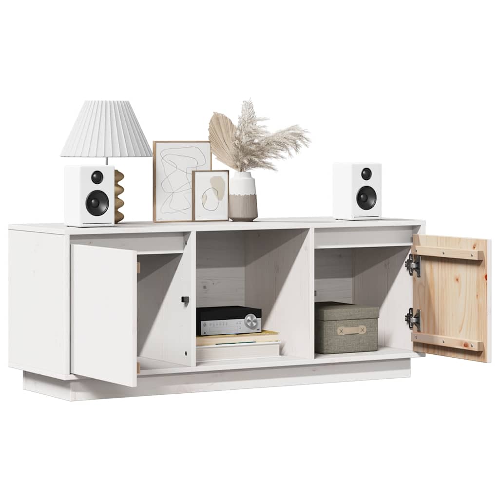 Meuble TV Blanc 110,5x35x44 cm Bois de pin massif - XIOS