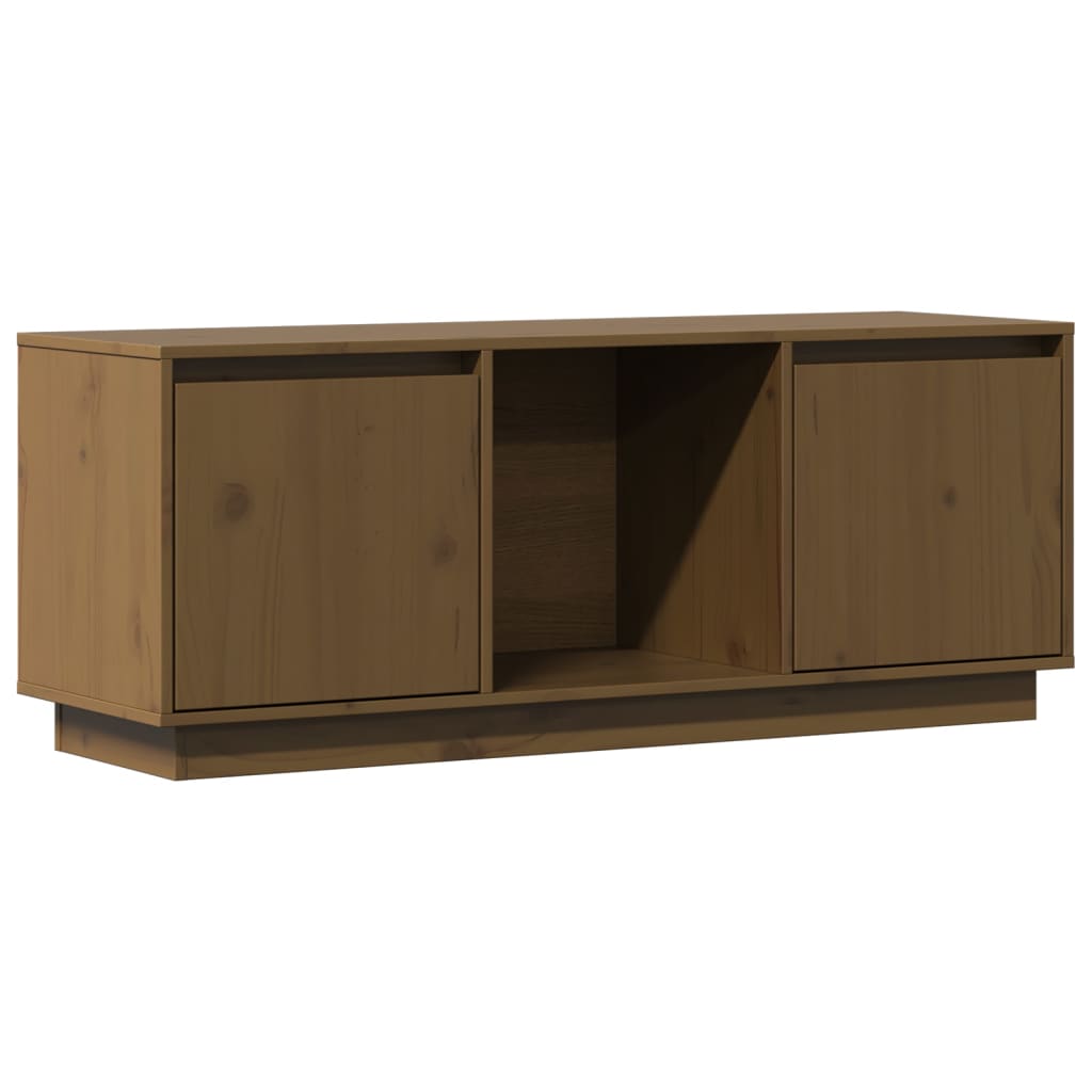 Meuble TV Marron miel 110,5x35x44 cm Bois de pin massif - XIOS