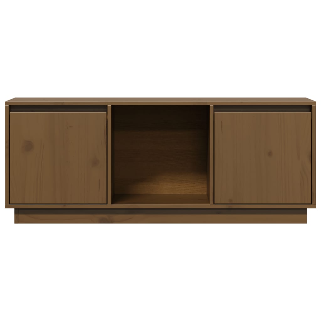 Meuble TV Marron miel 110,5x35x44 cm Bois de pin massif - XIOS