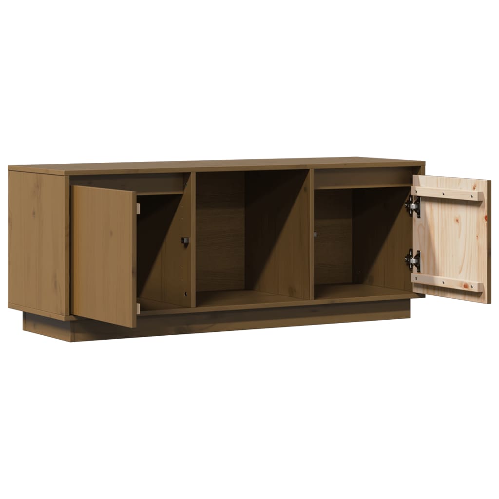 Meuble TV Marron miel 110,5x35x44 cm Bois de pin massif - XIOS