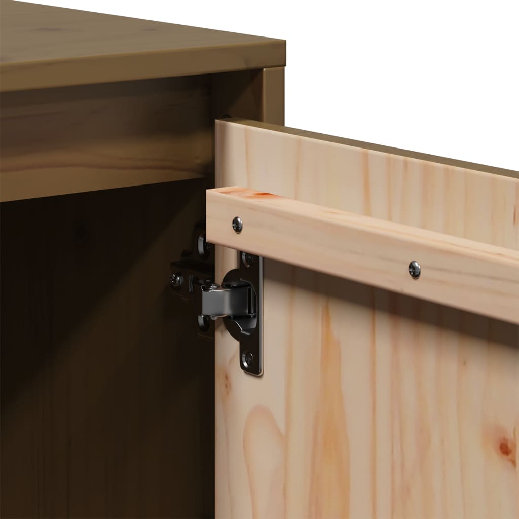 Meuble TV Marron miel 110,5x35x44 cm Bois de pin massif - XIOS