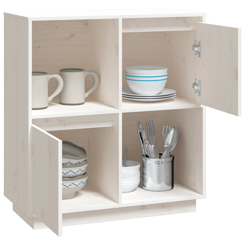 Buffet blanc 74x35x80 cm bois massif de pin - XIOS