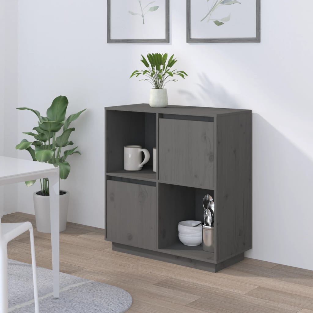 Buffet Gris 74x35x80 cm Bois massif de pin - XIOS