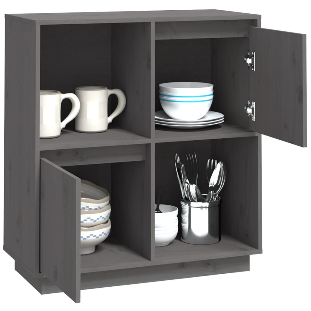 Buffet Gris 74x35x80 cm Bois massif de pin - XIOS