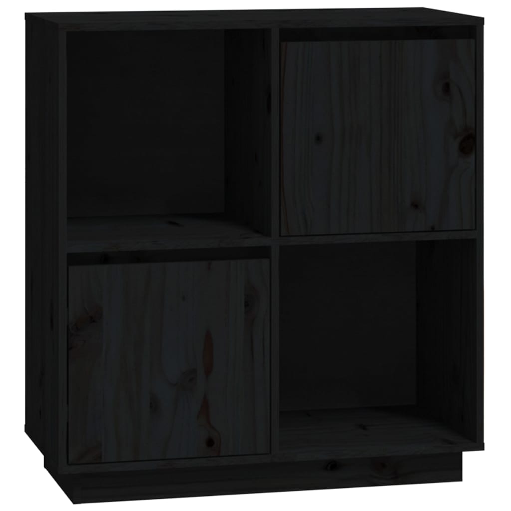 Buffet noir 74x35x80 cm bois massif de pin - XIOS