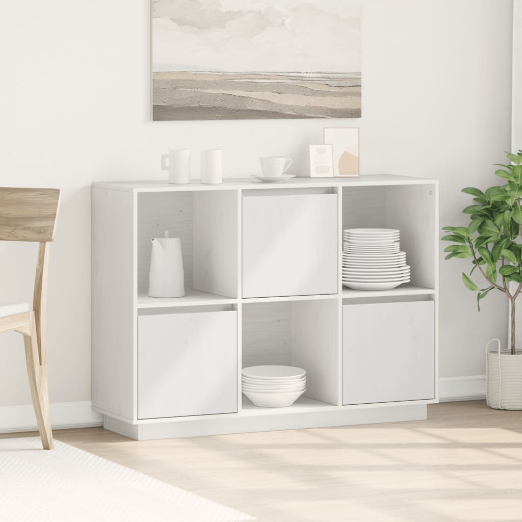 Buffet Blanc 110,5x35x80 cm Bois massif de pin - XIOS