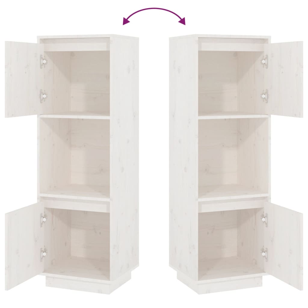 Buffet haut Blanc 38x35x117 cm Bois massif de pin - XIOS