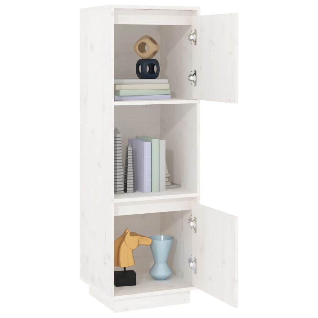 Buffet haut Blanc 38x35x117 cm Bois massif de pin - XIOS