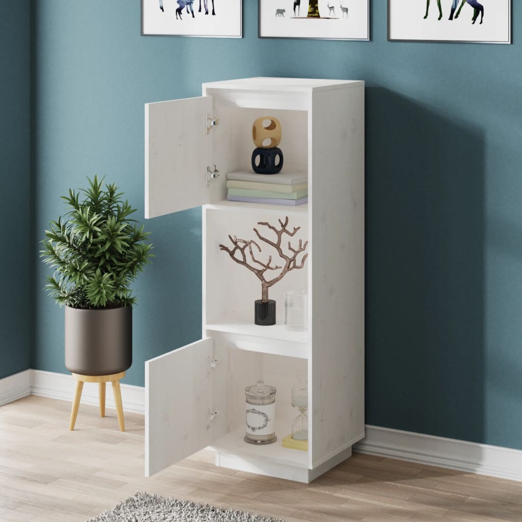 Buffet haut Blanc 38x35x117 cm Bois massif de pin - XIOS