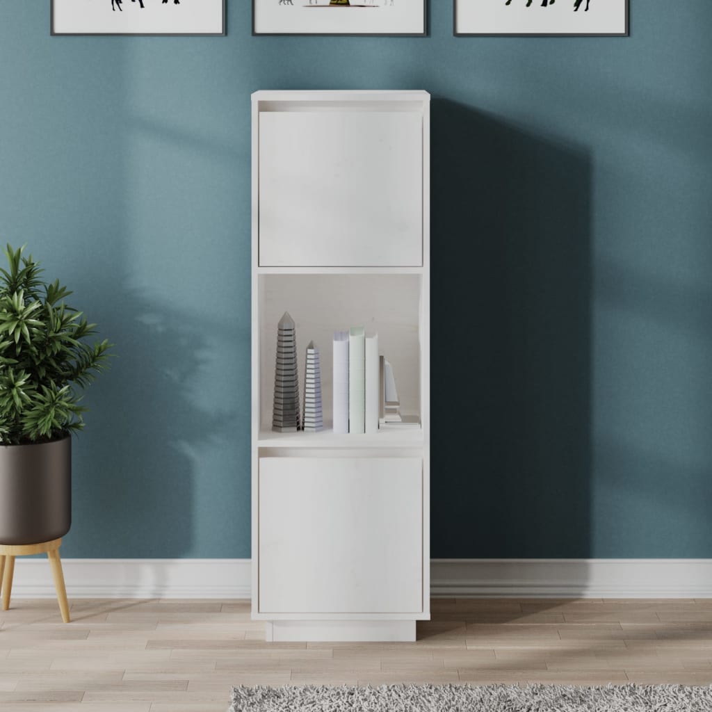 Buffet haut Blanc 38x35x117 cm Bois massif de pin - XIOS